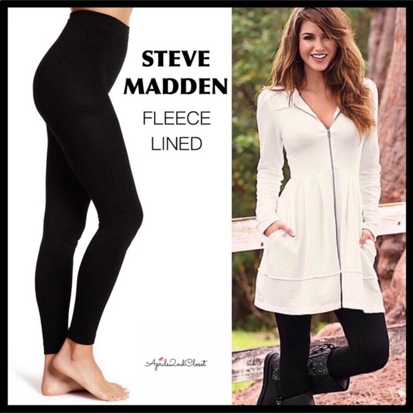 Steve Madden Accessories - STEVE MADDEN BLACK FLEECE LINED LEGGINGS A3C